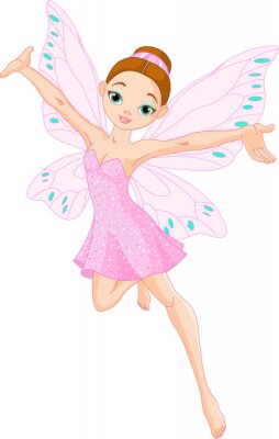Fée joyeuse aux ailes roses