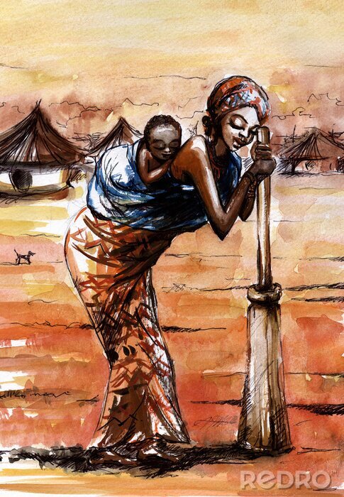 Tableau  Femme africaine.
