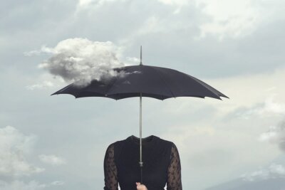 Tableau  Femme avec un parapluie noir