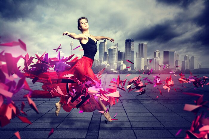 Tableau  Femme et éléments abstraits