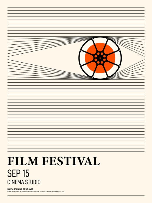 Tableau  Festival de cinéma et illustration avec des lignes
