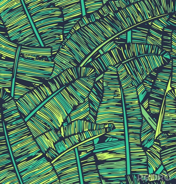 Tableau  Feuilles de bananier vert graphique