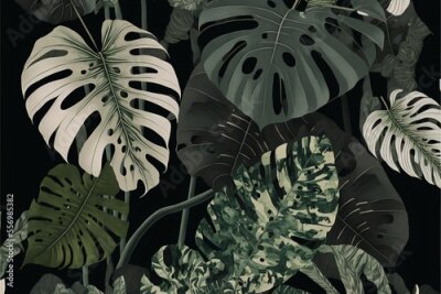 Tableau  Feuilles de Monstera dans différentes nuances
