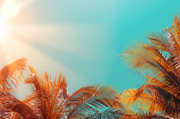 Tableau  Feuilles de palmier colorées