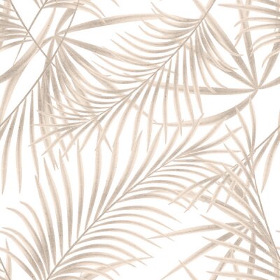 Tableau  Feuilles de palmier dans les tons beiges sur un fond blanc