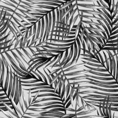Tableau  Feuilles de palmier monochromes peintes à l'aquarelle
