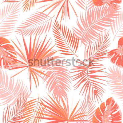 Tableau  Feuilles exotiques oranges