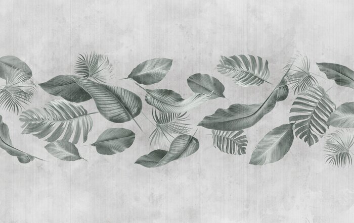 Tableau  Feuilles sur un mur de béton