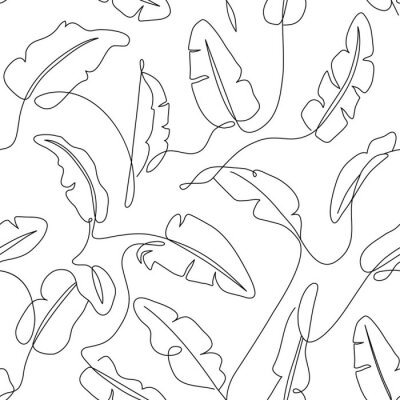 Feuilles tropicales noires et blanches dans un style line art