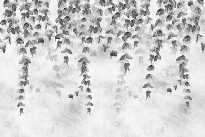 Feuilles tropicales sur un mur de béton