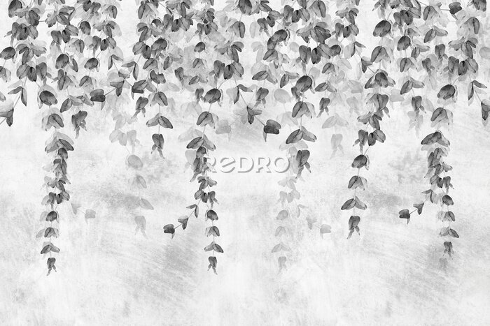 Tableau  Feuilles tropicales sur un mur de béton