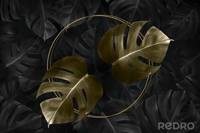 Tableau  Feuilles XXL sur fond sombre