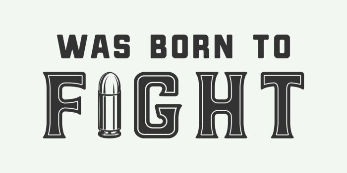 Tableau  Fighting motivational slogan poster card. Vector Art. Monochrome Graphic Art. Line woodcut style.