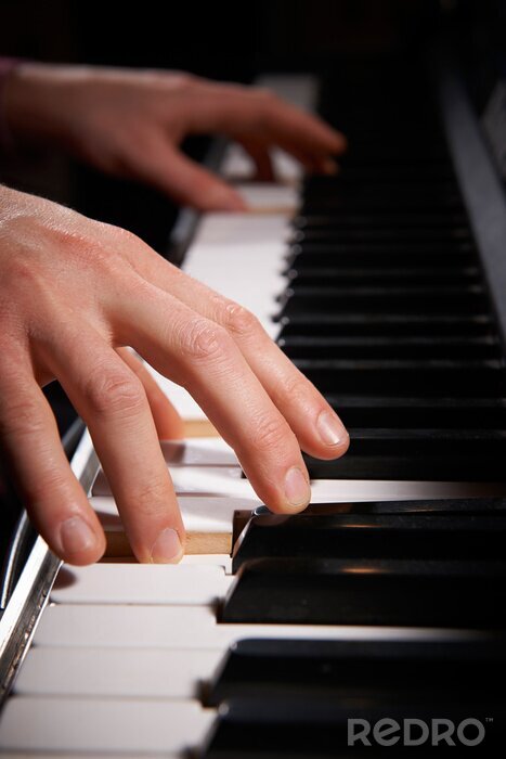 Tableau  Fin, haut, mains, jouer, électrique, piano, clavier