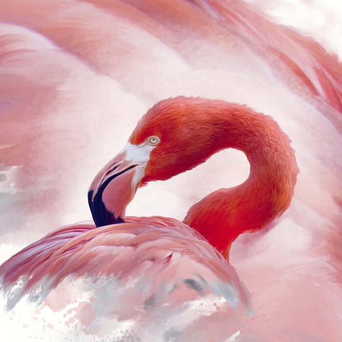 Tableau  Flamant rose à l'aquarelle