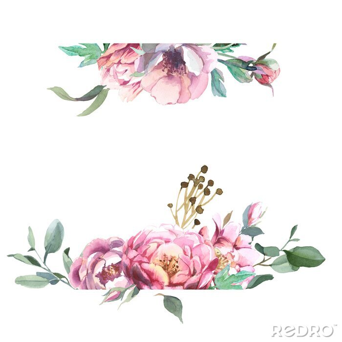 Tableau  Fleurs à l'aquarelle formant un cadre