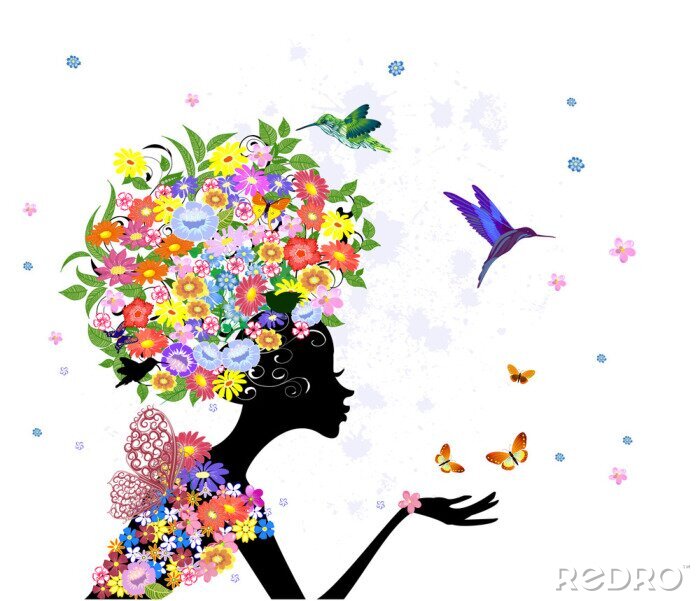 Tableau  fleurs de mode de fille