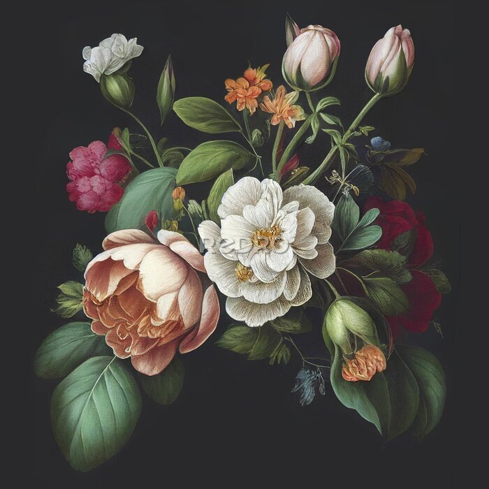 Tableau  Fleurs de style baroque