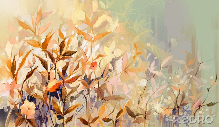 Tableau  Fleurs des champs peintes en couleurs d'automne