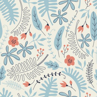 Fleurs et feuilles scandinaves vintage