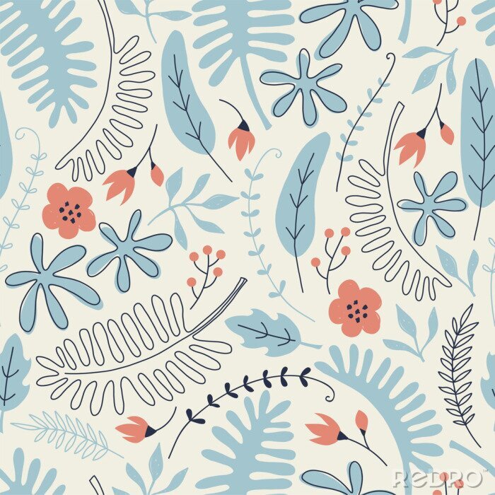 Tableau  Fleurs et feuilles scandinaves vintage