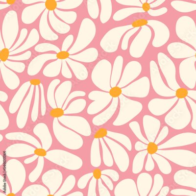 Papier peint à motif  Fleurs rétro des années 80