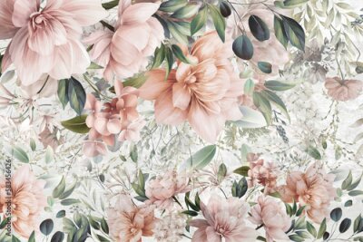 Fleurs roses parmi les feuilles vertes