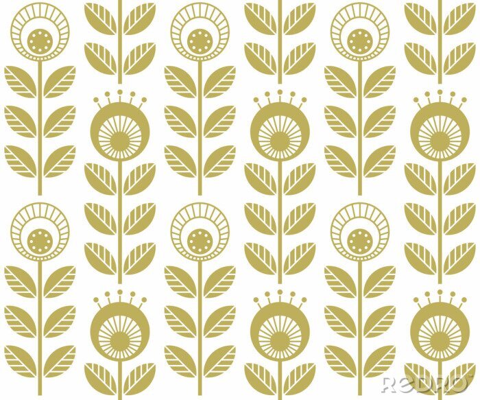 Tableau  Fleurs scandinaves dans une teinte d'imitation or