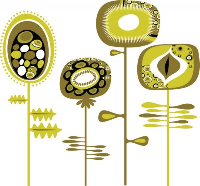 Fleurs vintage de couleur verte