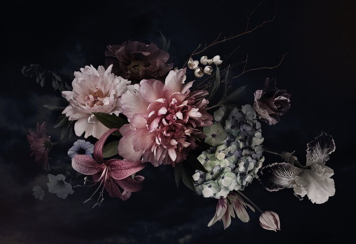 Tableau  Floral background. Vintage flowers.