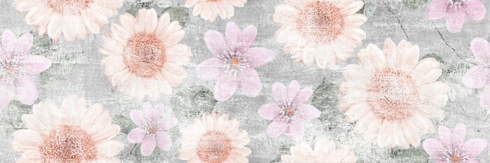 Tableau  Flowers Vintage repeating background, artwork floral antique pattern