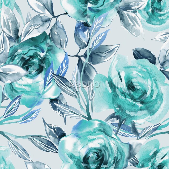 Tableau  Fond aquarelle rose turquoise