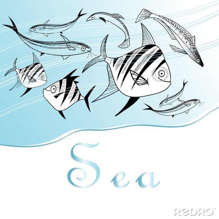 Tableau  fond avec les poissons