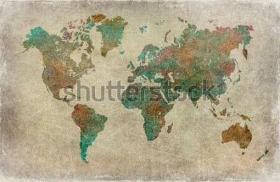 Tableau  Fond de carte du monde vintage