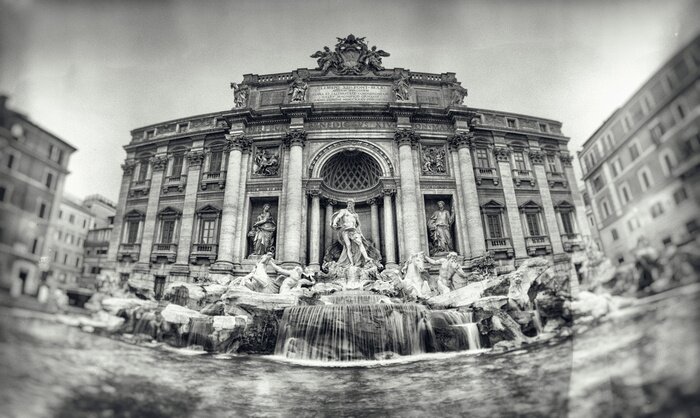 Tableau  Fontaine de Trevi noir et blanc
