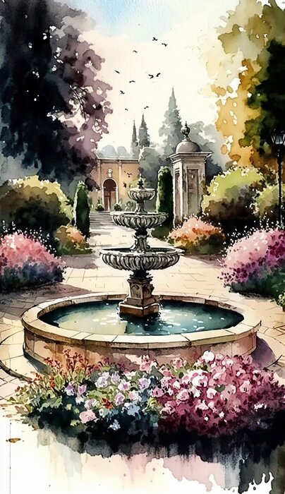 Tableau  Fontaine sur la propriété