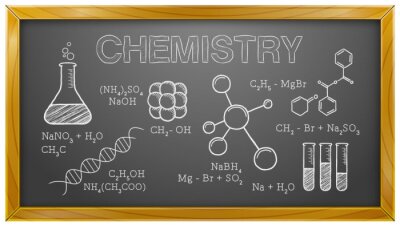 Tableau  Formules chimiques sur un tableau noir