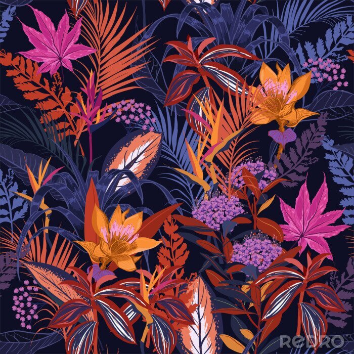 Tableau  Fourrés colorés tropicaux