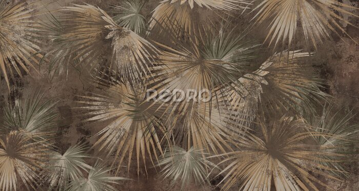 Tableau  Fourrés denses de feuilles de palmier en beige