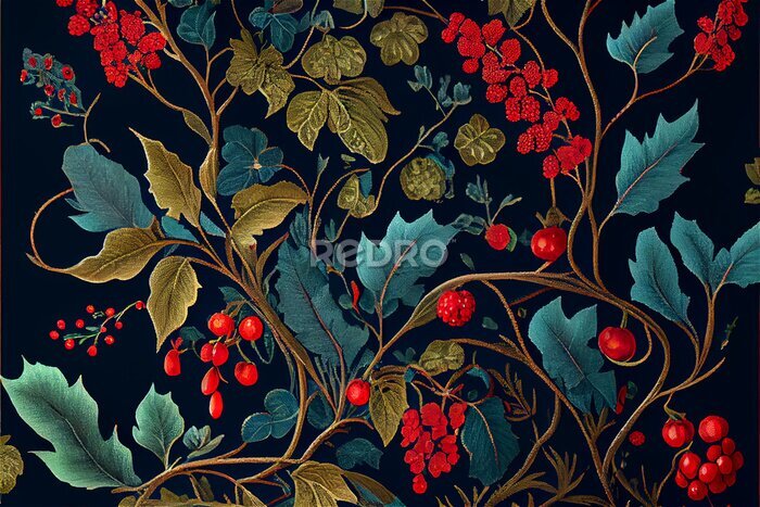 Tableau  Fourrés sauvages aux fruits rouges