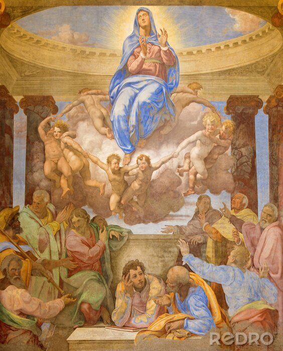 Tableau  Fresques religieuses dans une église romane