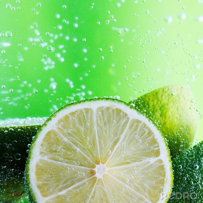 Tableau  Fruit du citron vert sur fond vert