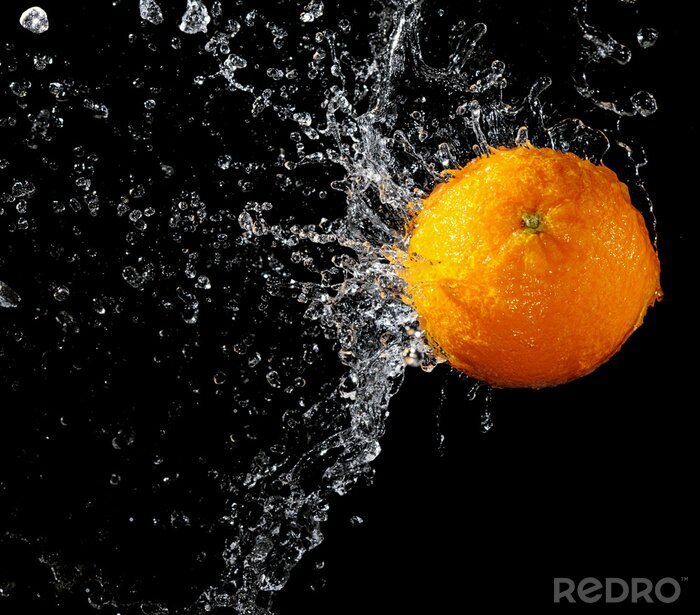 Tableau  Fruit orange dans l'eau sur un fond noir