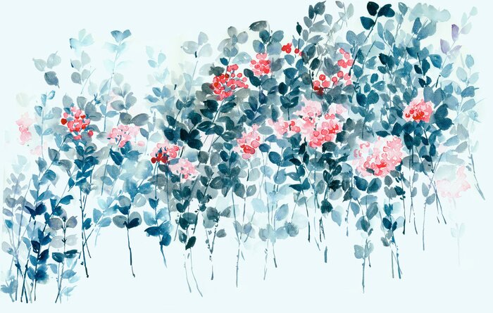 Tableau  Fruits rouges d'hiver du buisson sauvage