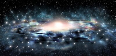 Tableau  Galaxie bleue avec des étoiles