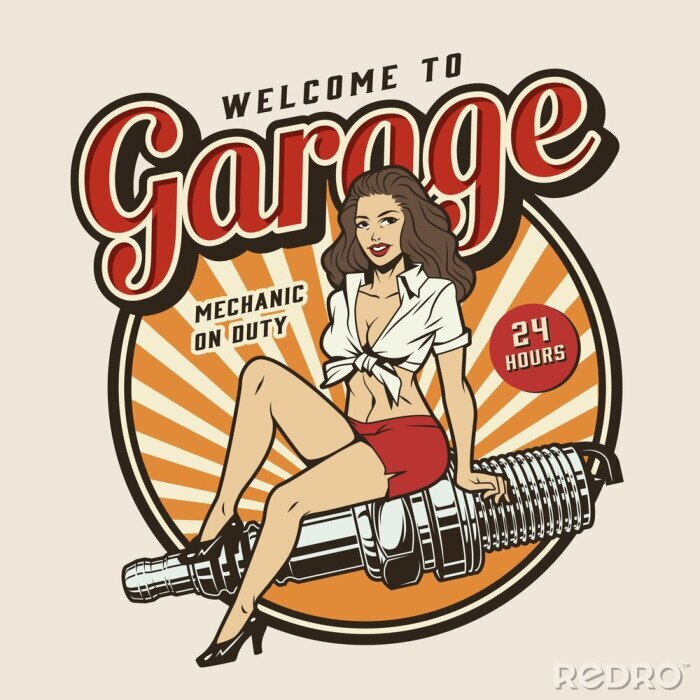 Tableau  Garage service colorful print