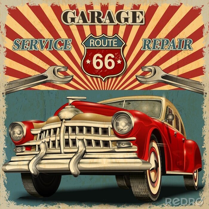 Tableau  Garage vintage route 66