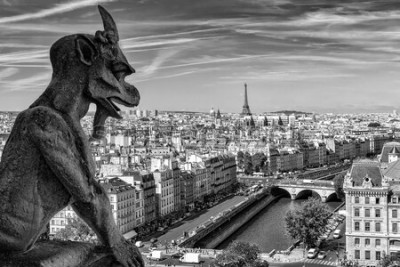 Tableau  Gargouille surplombant la ville de Paris, France