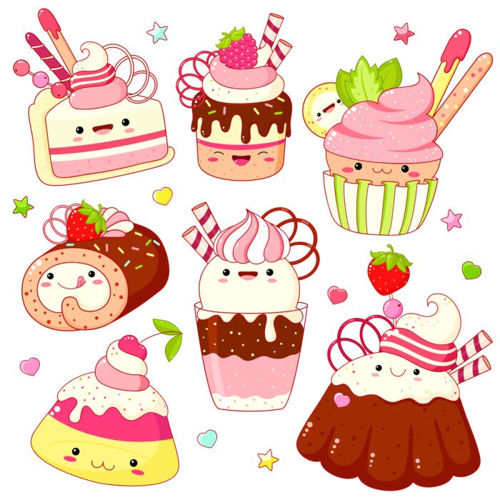 Tableau  Gâteaux et style kawaii