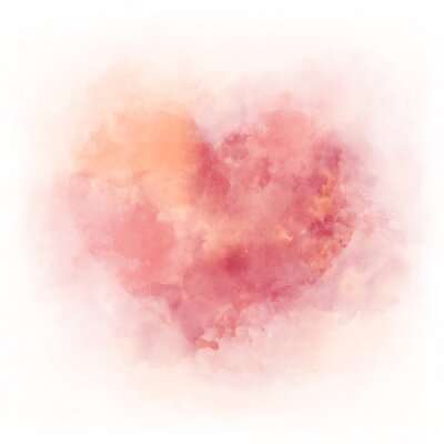 Tableau  Gentle pink watercolor heart - romantic ald love symbol